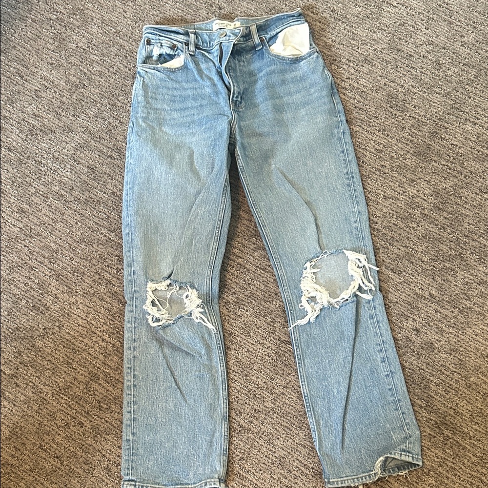 Abercrombie & Fitch the 90’s straight ultra high rise distressed jeans 26 short